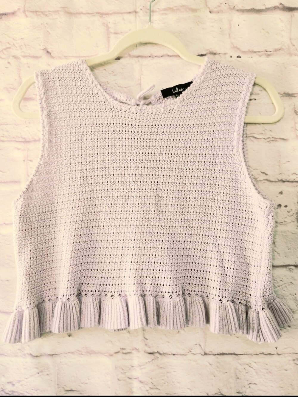 Lulus Flouncin' Around Lavender Cropped Ruffled Sweater Cotton Tank Sz Medium